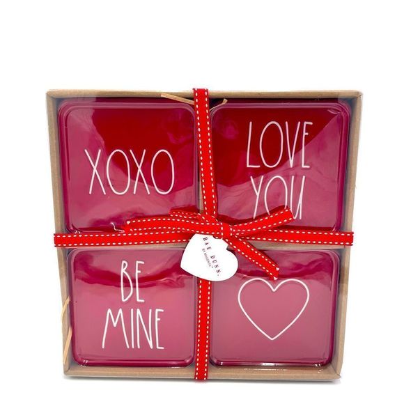 Rae Dunn Ceramic Valentines Coasters - Picture 1 of 3